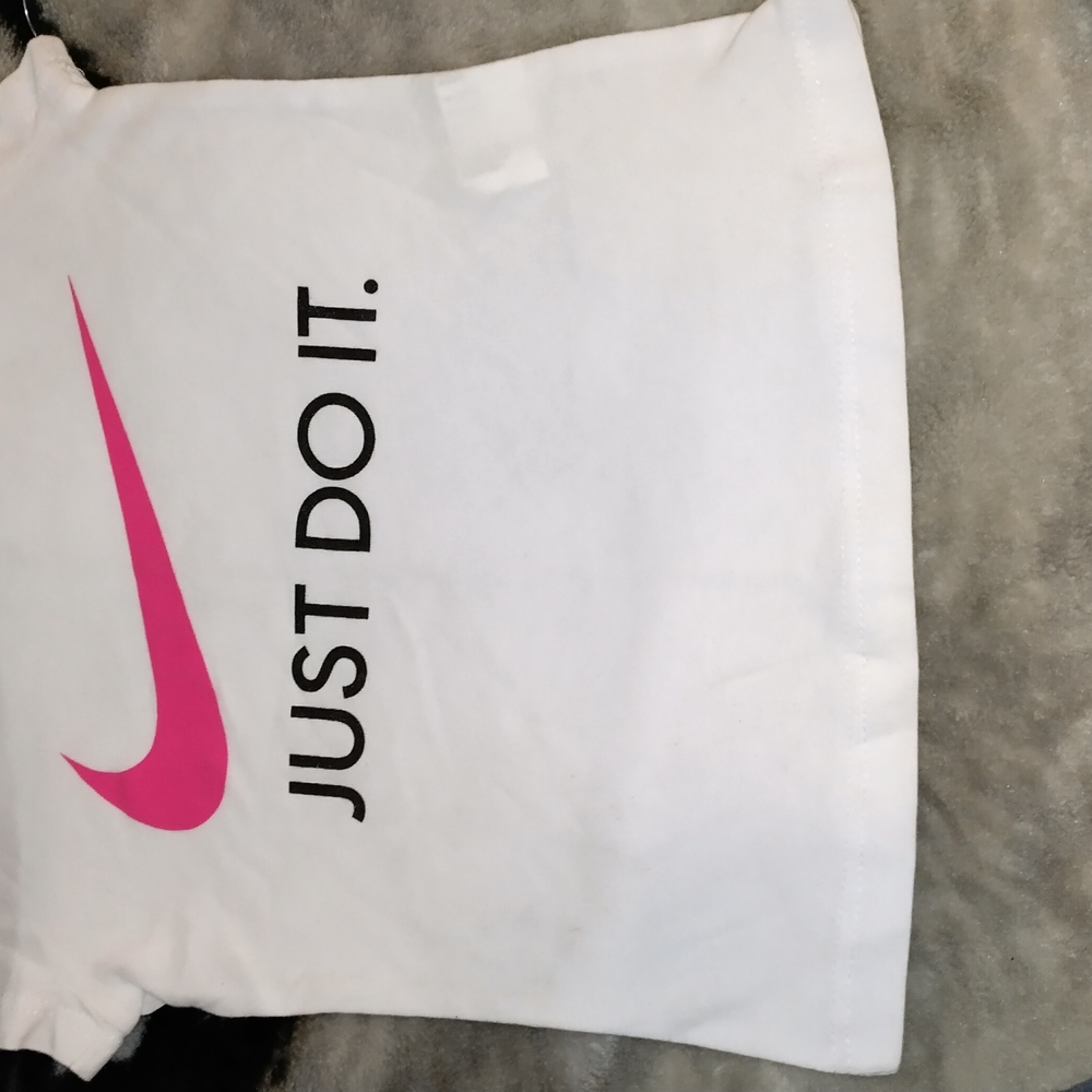 Nike White T-Shirt with Pink Swoosh